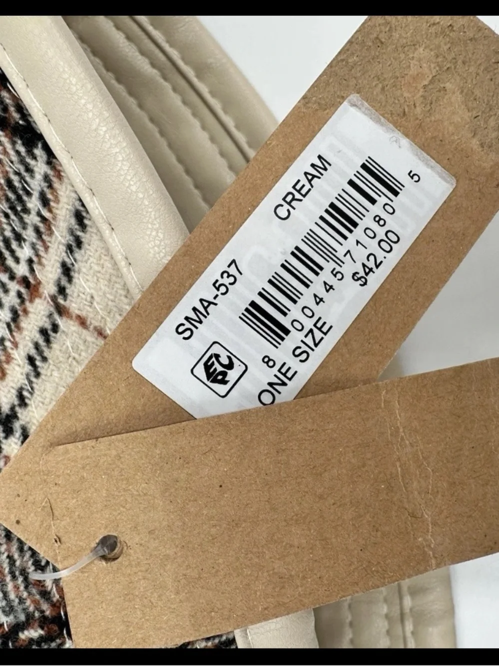 Steve Madden Plaid Reversible Bucket Hat - Cream, LOT OF TWO, Tan & Brown, NWT